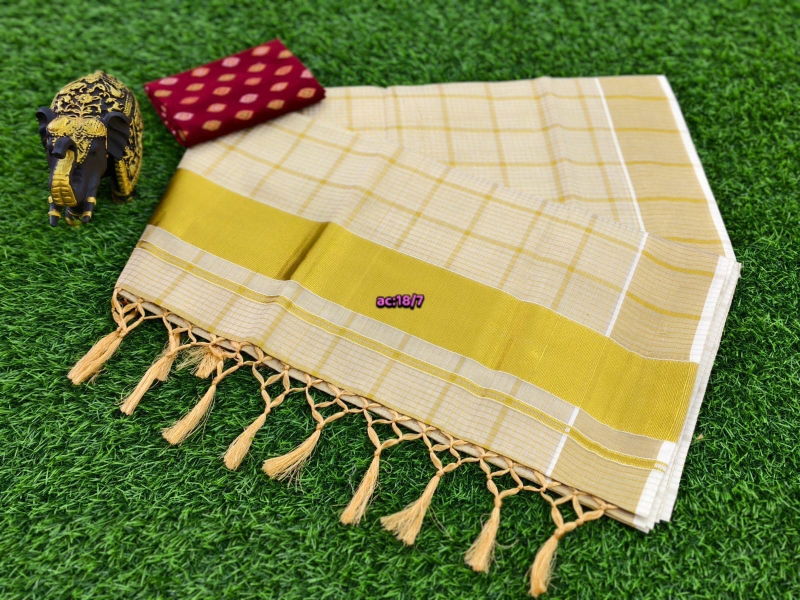 Premium Tissue Checked Set Saree — Sarees — buy online India