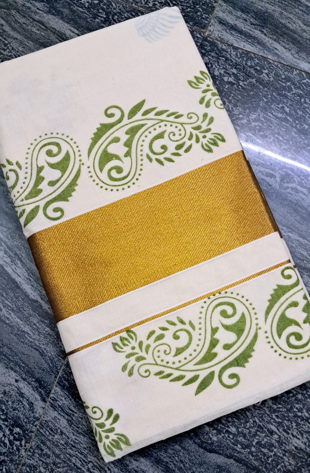 Kerala Tissue Cotton Onam Special — Cotton fabric — Sarees — from Kerala — buy online India